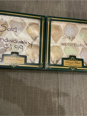 KURT ADLER Glitter Hearts Traditional GLASS ORNAMENTS 11 Balls Christmas